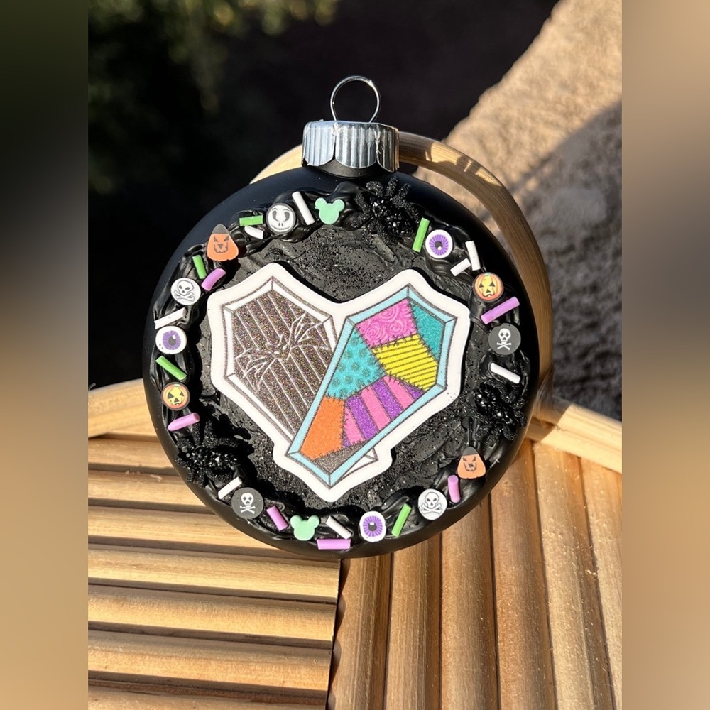Jack and Sally coffin heart ornament - Nightmare Before Christmas